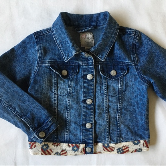 Jeans jacket size 4T 4 patriotic flag hearts coat - Picture 12 of 14